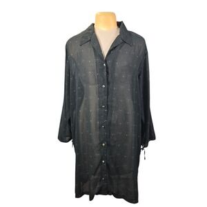 Lane Bryant Intimates Sheer Gold Floral Celestial Duster Nightgown Green 22/24